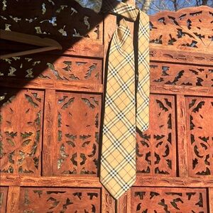 Burberry Tan Plaid Silk Tie